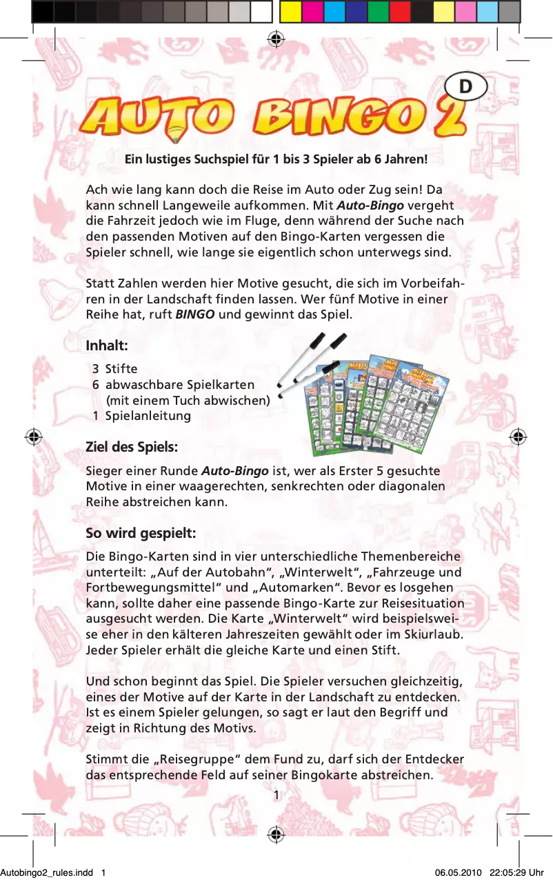 Page n°1 - Manuel utilisateur Schmidt Auto Bingo 2