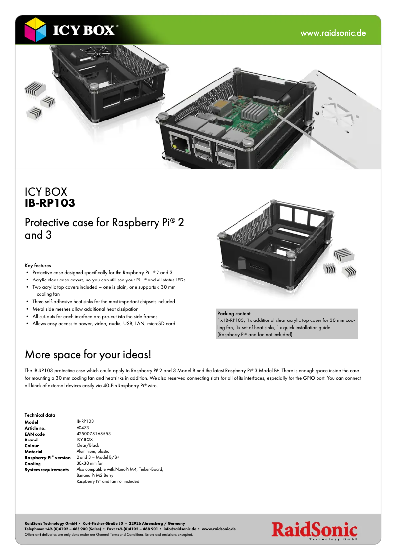 Page n°1 - Fiche technique Icy Box IB-RP103