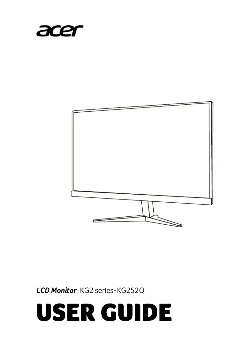 Page 1 de la notice Guide de démarrage rapide Acer KG252Q