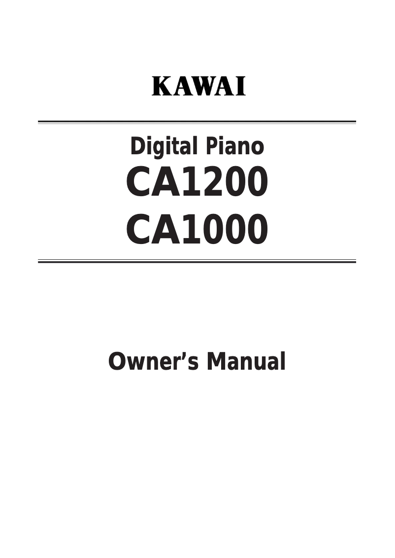 Page n°1 - Manuel utilisateur Kawai CA1000