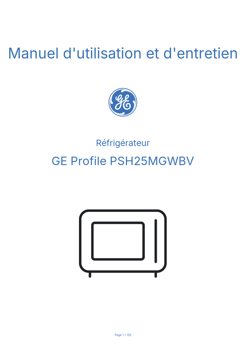 Image de la première page du manuel de l'appareil Profile PSH25MGWBV