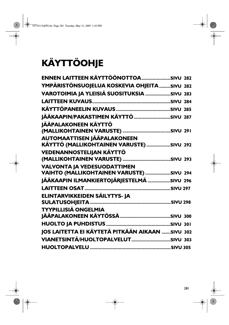 Page 1 de la notice Manuel utilisateur Whirlpool S20D RSS10-A/G