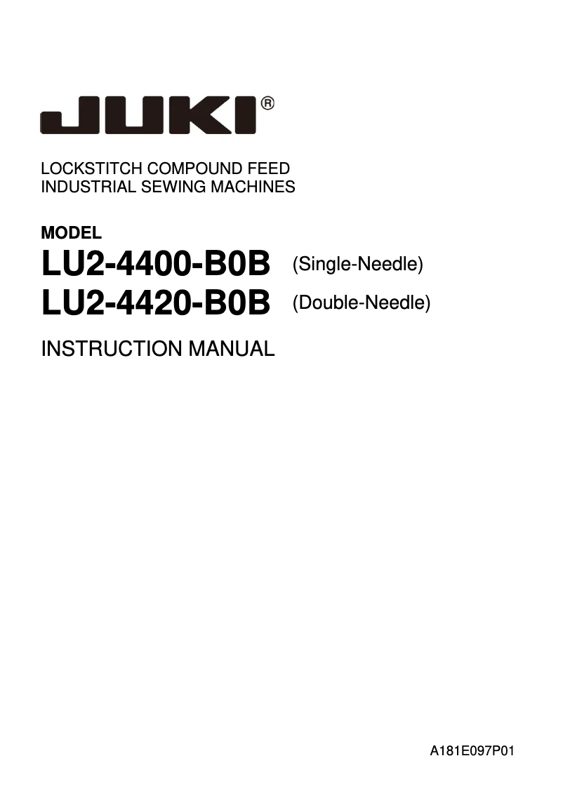 Page 1 de la notice Manuel utilisateur Juki LU2-4400_4420-BOB