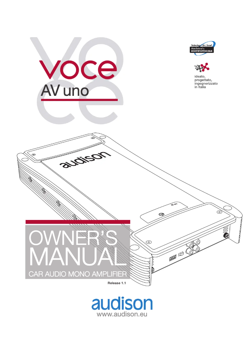 Page n°1 - Manuel utilisateur Audison VOCE AV uno