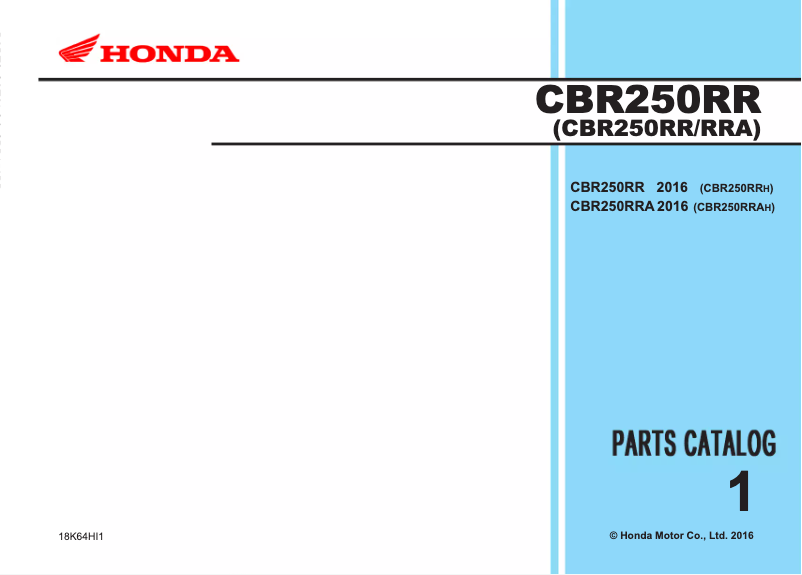 Page 1 de la notice Manuel utilisateur Honda CBR250RR (2016)