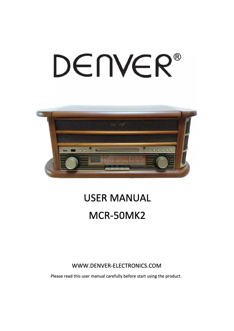 Page n°1 - Manuel utilisateur Denver MCR-50MK2