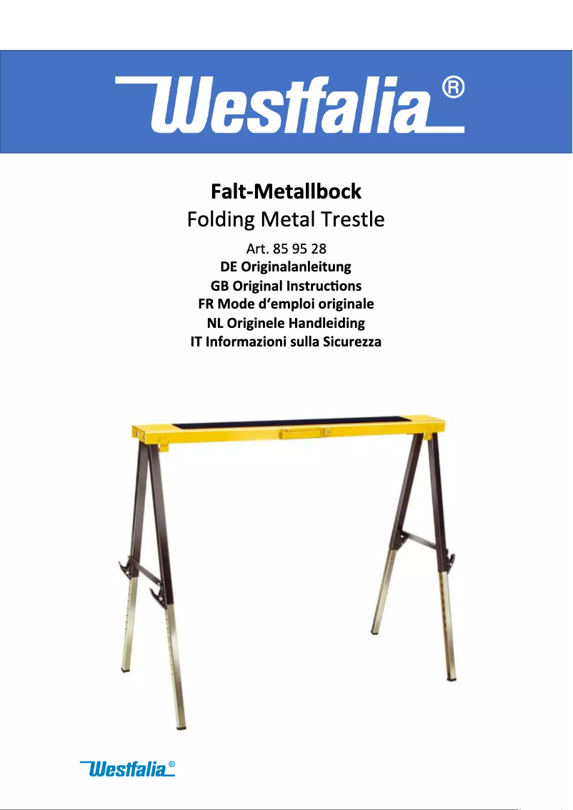 Page 1 de la notice Manuel utilisateur Westfalia 859528