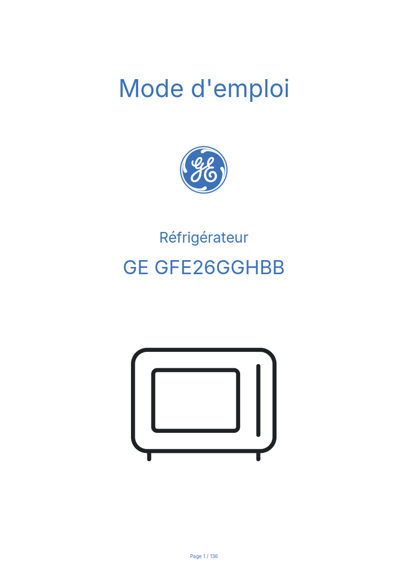 Page n°1 - Mode d'emploi GE GFE26GGHBB