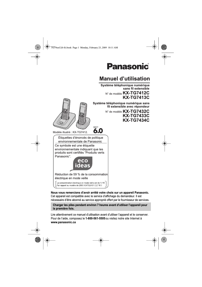 Image de la première page du manuel de l'appareil KX-TG7432