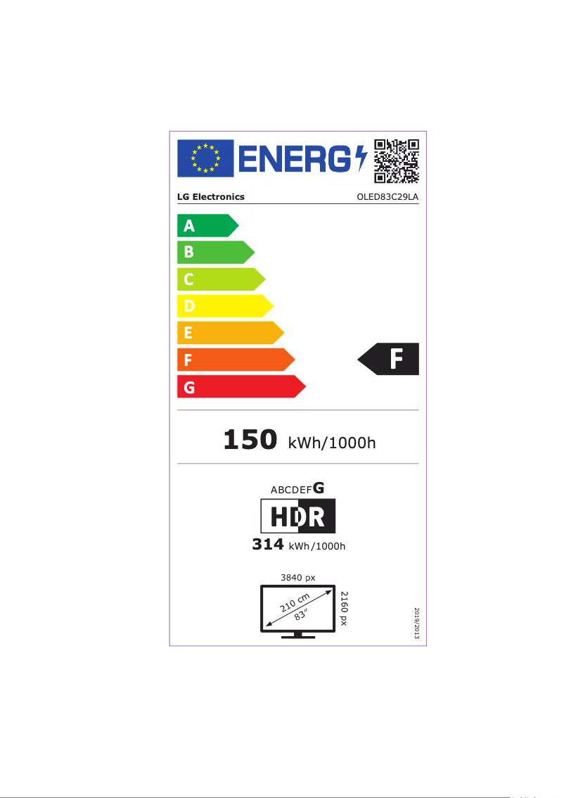 Página 1 del manual Etiqueta energética LG OLED83C29LA