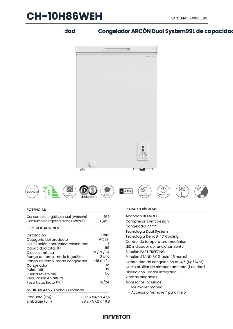 Page 1 de la notice Label énergétique Infiniton CH-10H86WEH
