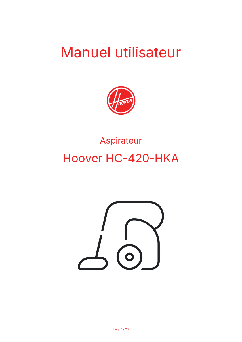 Image de la première page du manuel de l'appareil HC-420-HKA