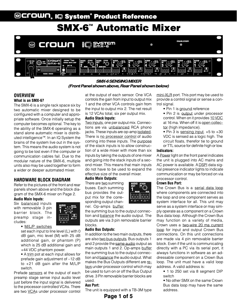 Image de la première page du manuel de l'appareil SMX-6