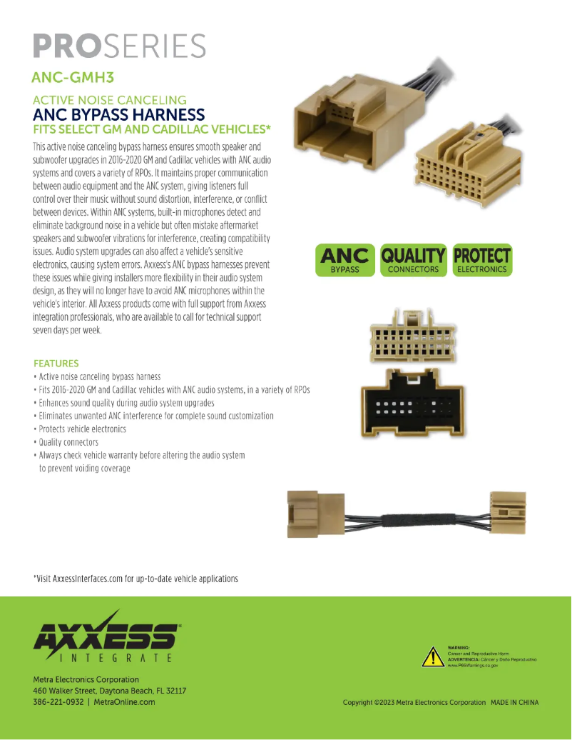 Page 1 de la notice Fiche technique AXESS ANC-GMH3