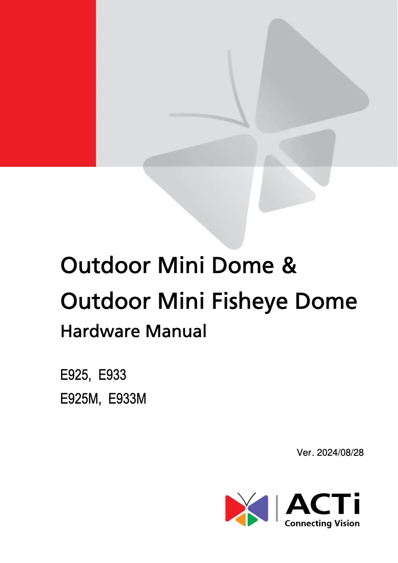 Page n°1 - Manuel utilisateur ACTi E925