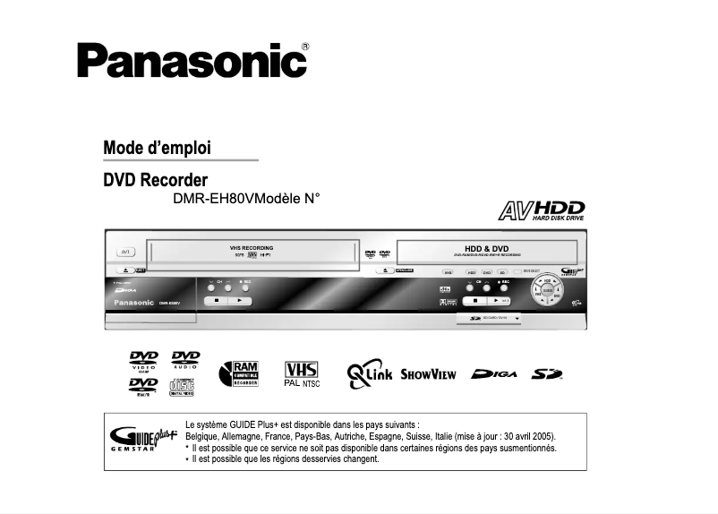 Image de la première page du manuel de l'appareil DMR-EH80