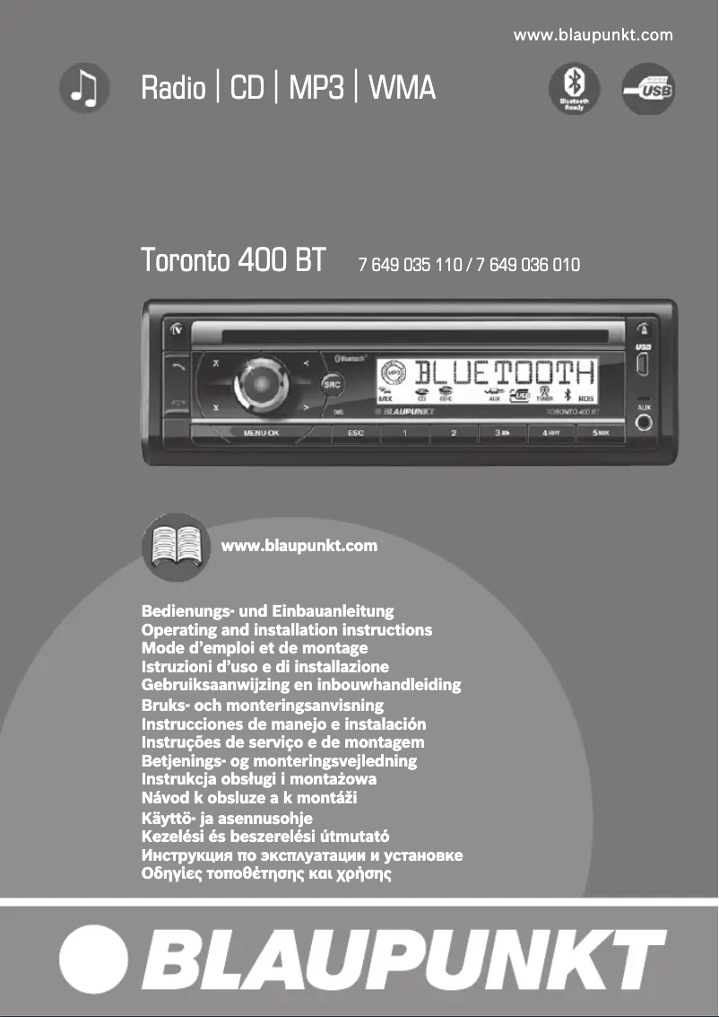 Page n°1 - Manuel utilisateur Blaupunkt Toronto 400 BT