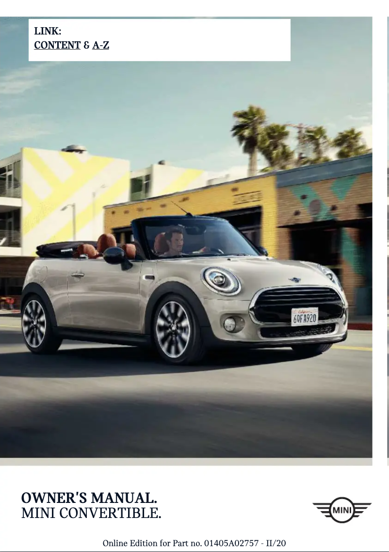 Page 1 de la notice Manuel utilisateur Mini Convertible (2021)