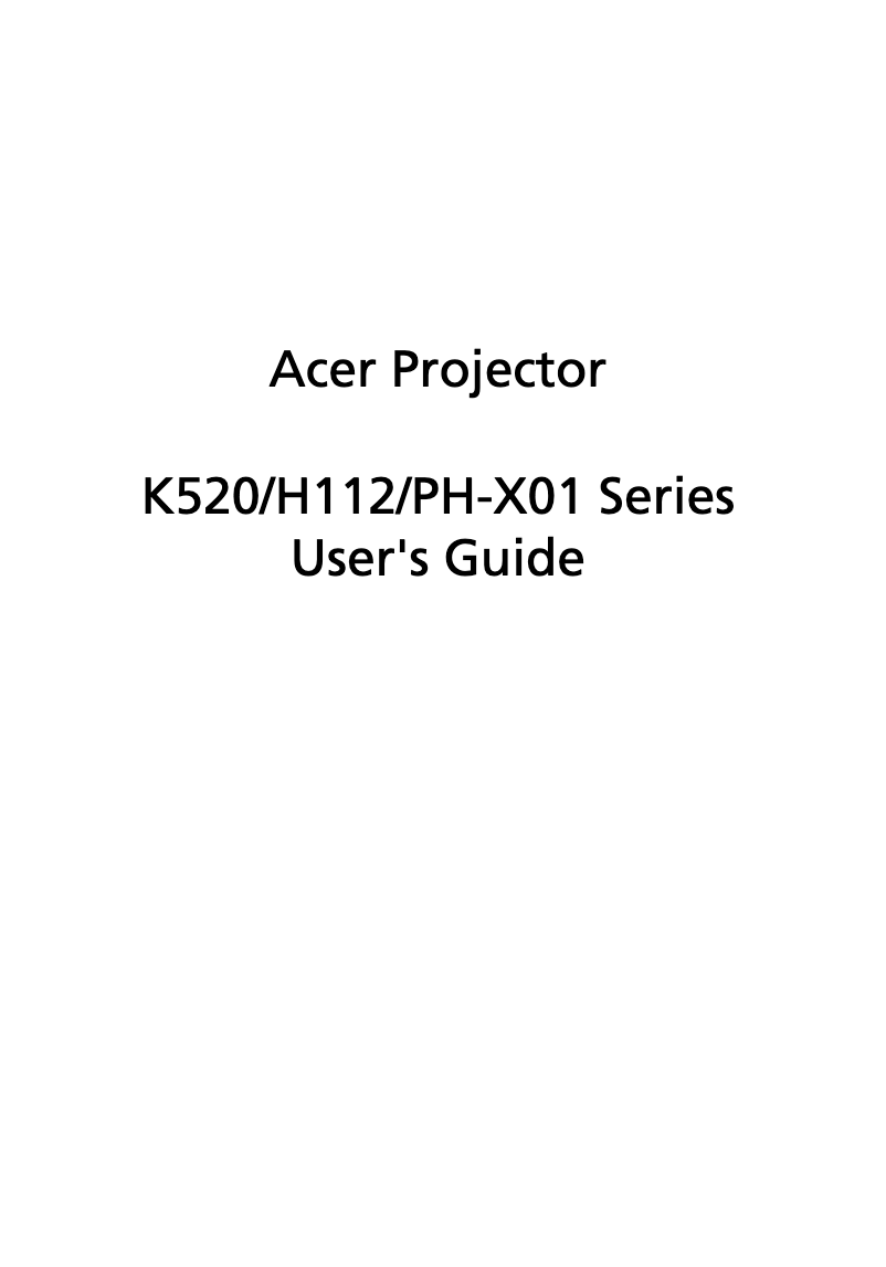Page n°1 - Manuel utilisateur Acer K520