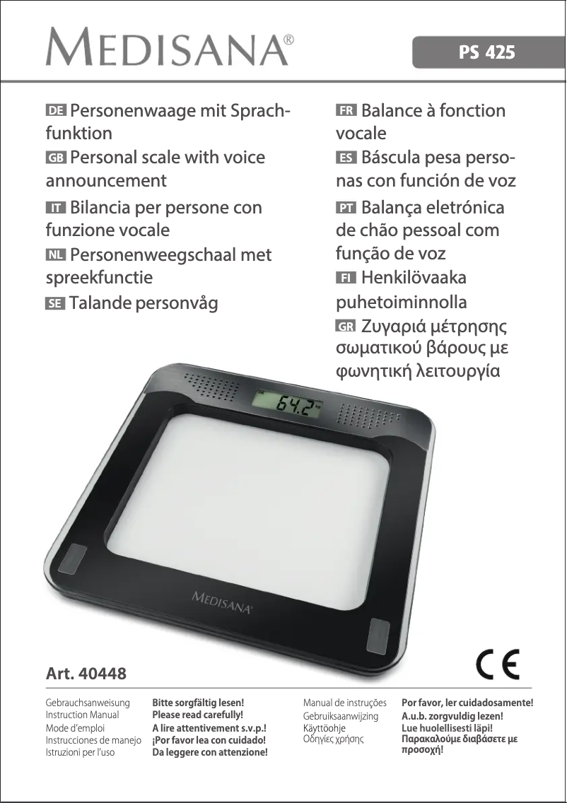 Page n°1 - Manuel utilisateur Medisana PS 425