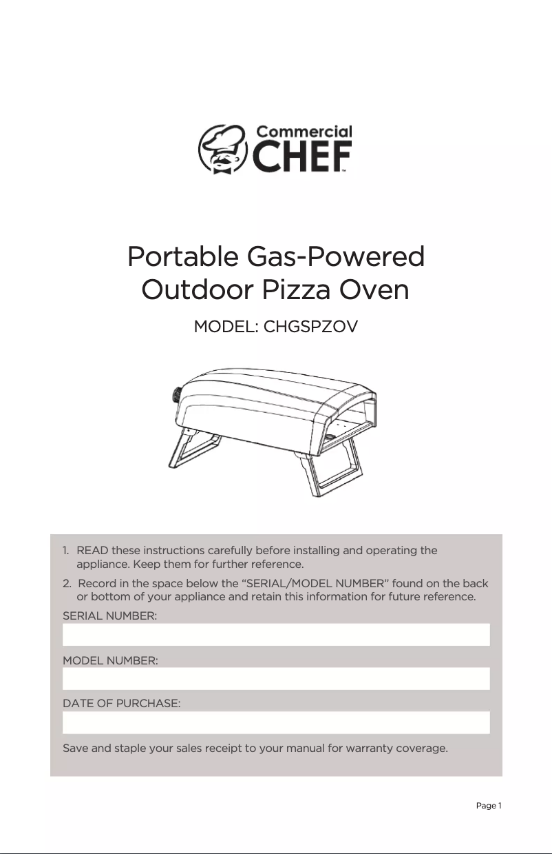 Image de la première page du manuel de l'appareil CHGSPZOV1