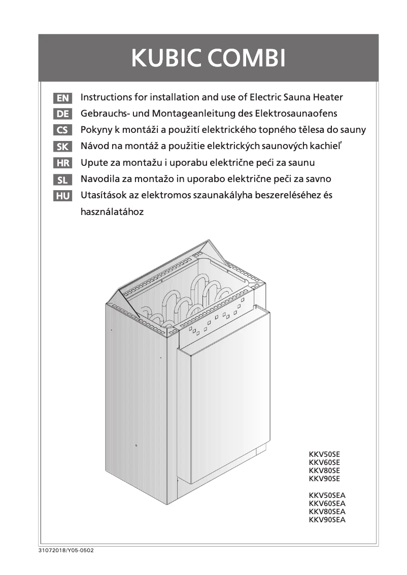 Page 1 de la notice Manuel utilisateur Harvia Kubic KV50SEA HKSC500400A