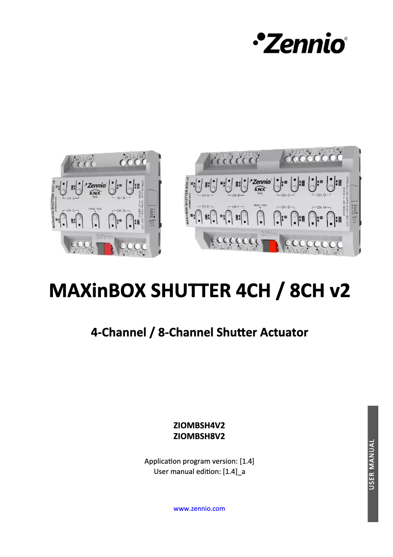 Page n°1 - Manuel utilisateur Zennio MAXinBOX Shutter 8 v2