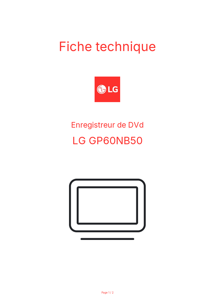Page n°1 - Fiche technique LG GP60NB50