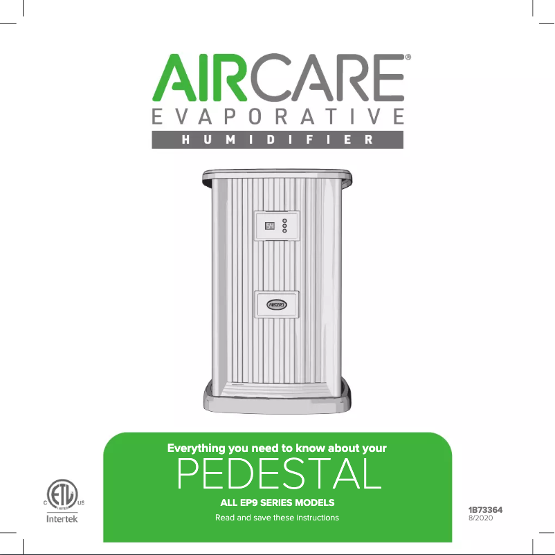 Page n°1 - Manuel d'utilisation et d'entretien AirCare Pedestal EP9-500