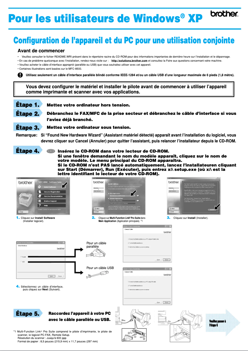 Page n°1 - Guide d'installation Brother MFC-4800