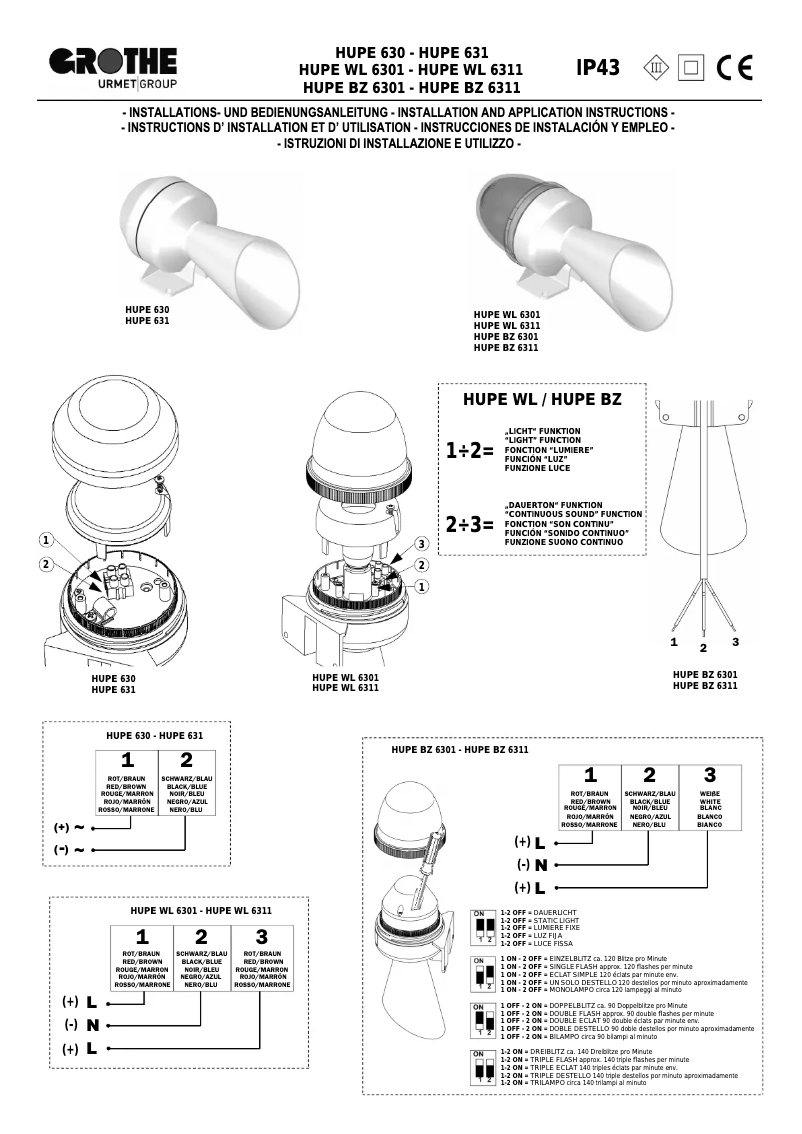 Imagen de la primera página del manual del dispositivo HUPE 630