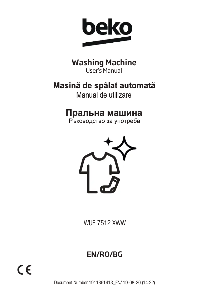 Page 1 de la notice Manuel utilisateur Beko WUE7512XWW