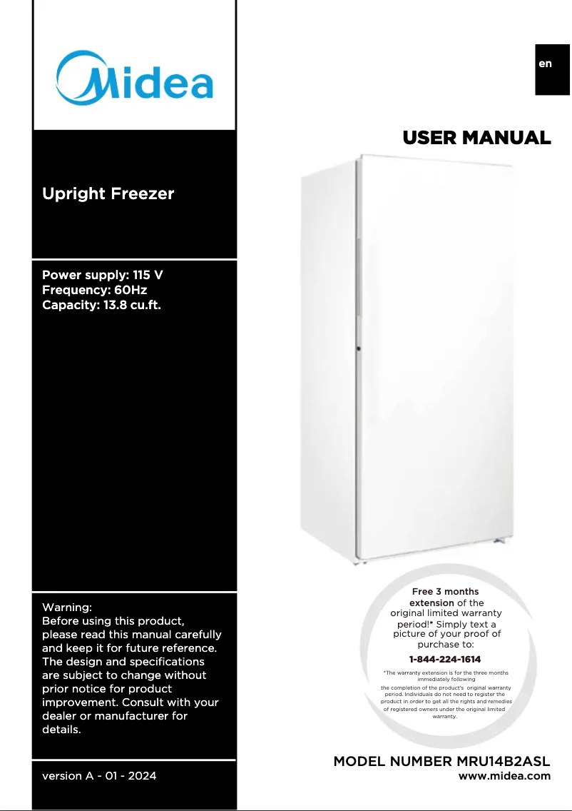 Image de la première page du manuel de l'appareil MRU14B2ASL