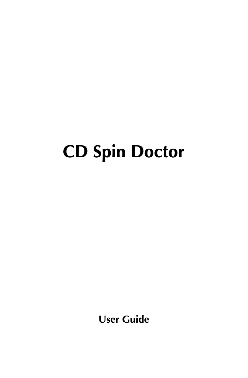 Page n°1 - Manuel utilisateur Roxio CD Spin Doctor