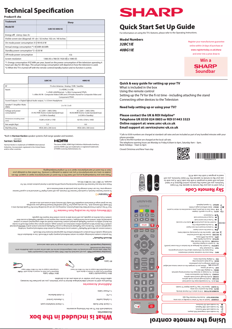 Page 1 de la notice Manuel utilisateur Sharp 32BC1IE