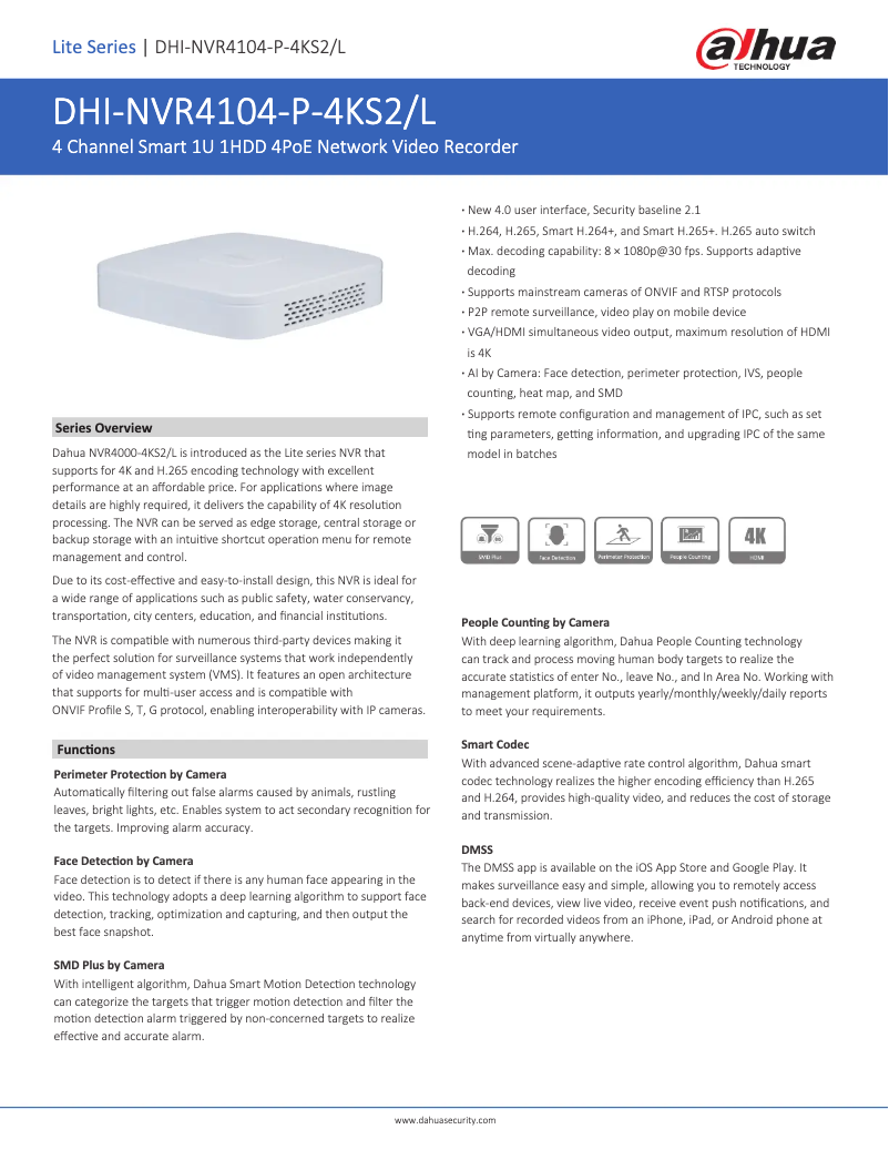 Image de la première page du manuel de l'appareil NVR4104-P-4KS2/L