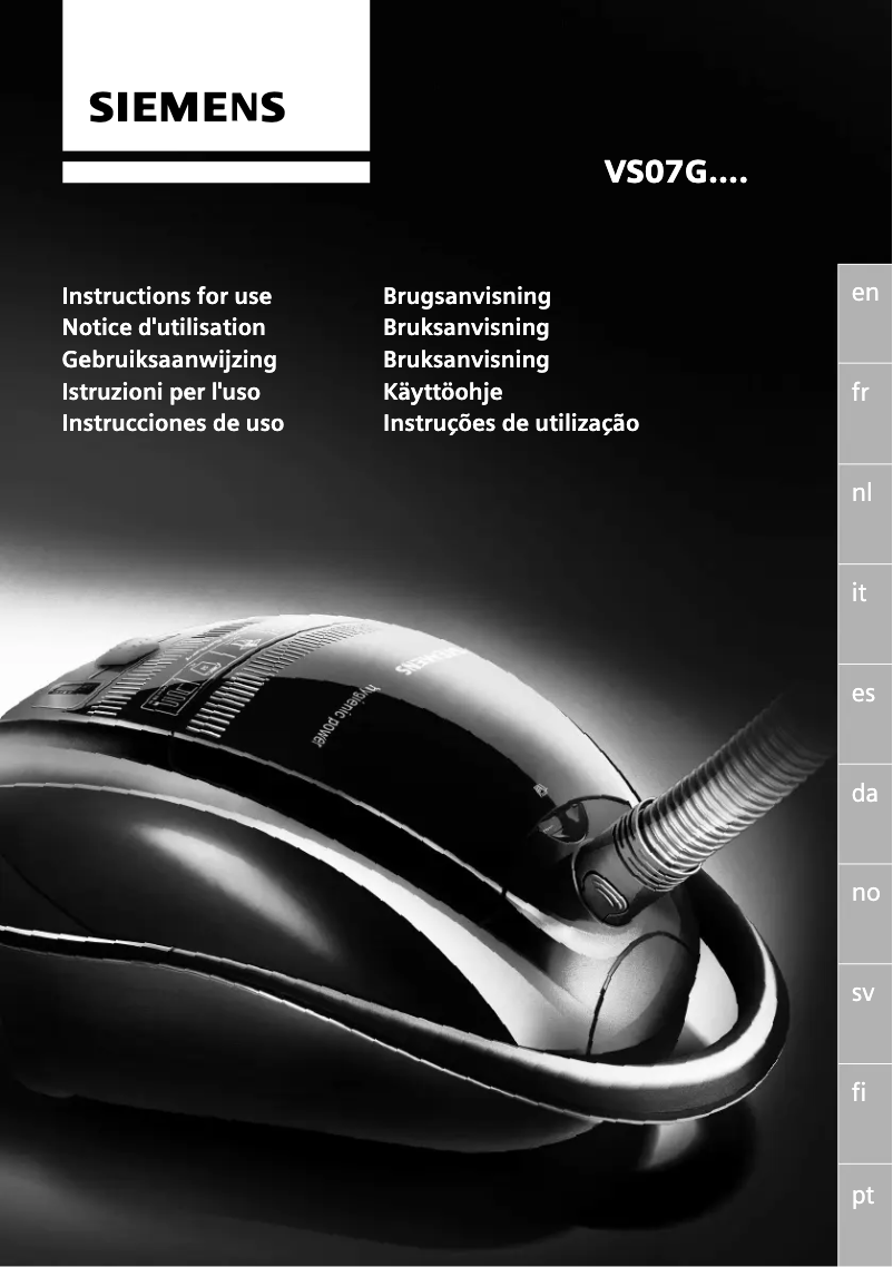 Page 1 de la notice Manuel d'utilisation et d'entretien Siemens VS07GP1266