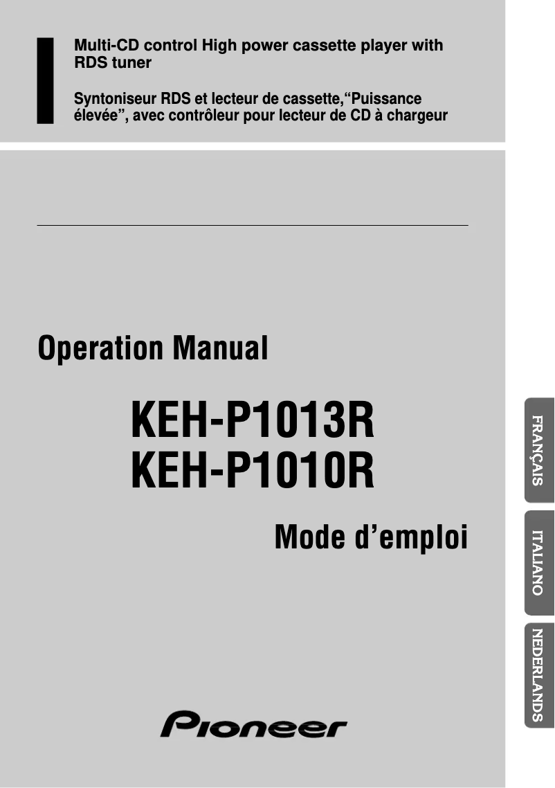 Image de la première page du manuel de l'appareil KEH-P1010R