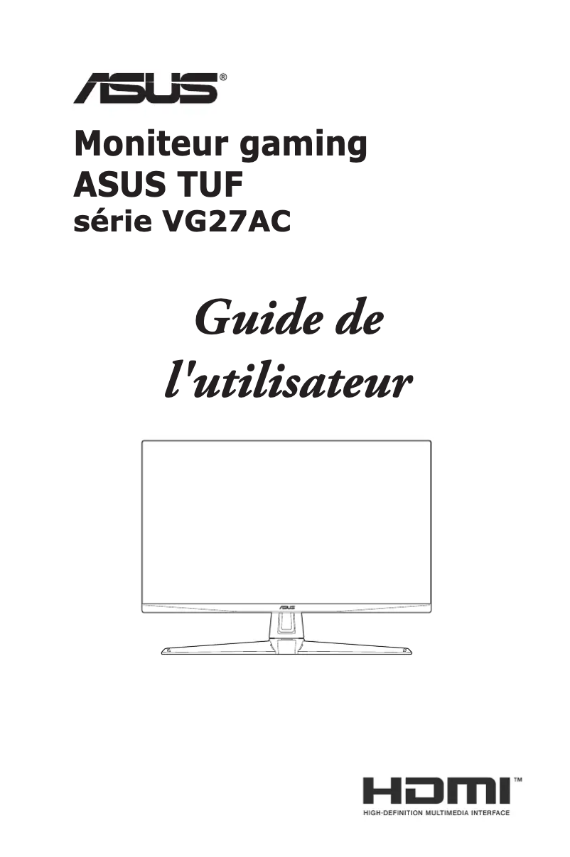 Page 1 de la notice Manuel utilisateur Asus TUF Gaming VG27AC1A