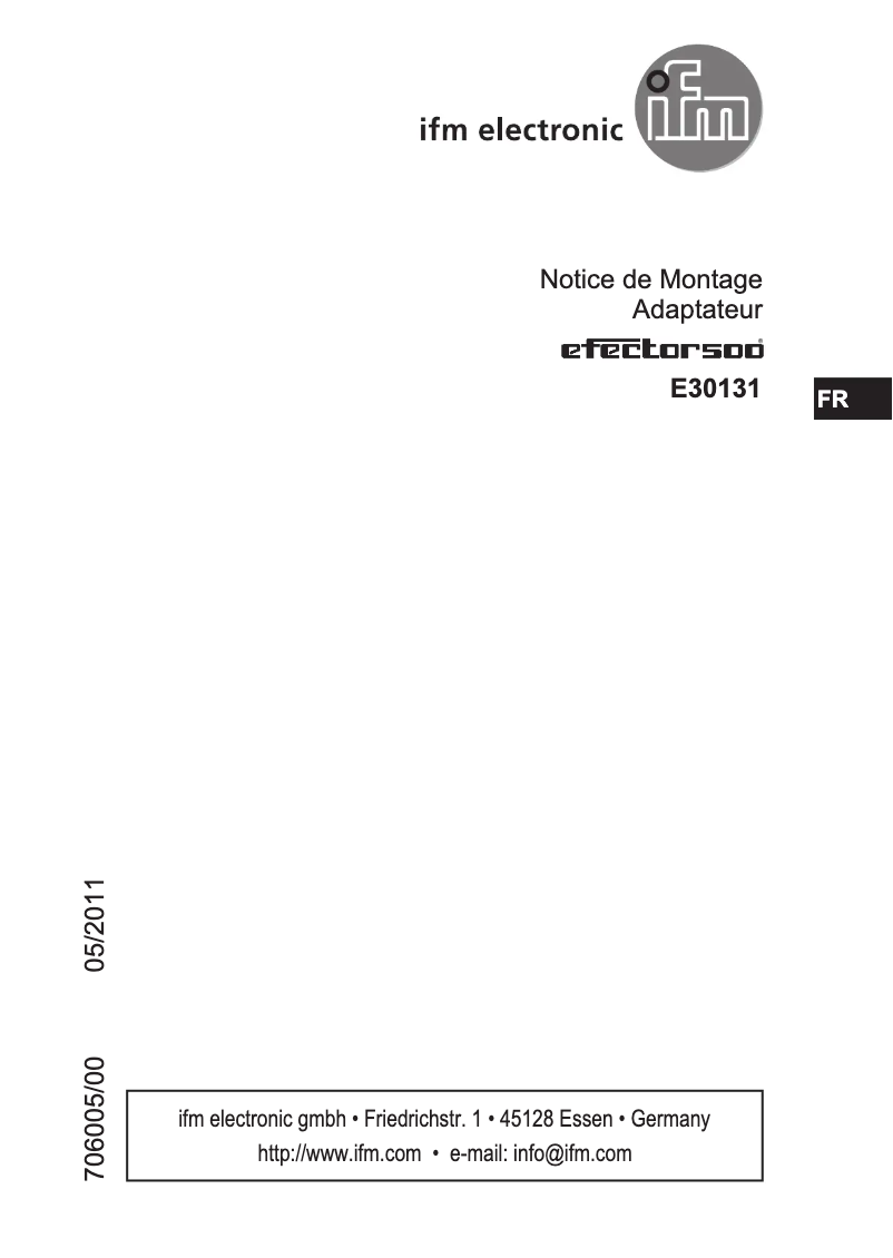 Page n°1 - Manuel utilisateur IFM E30131