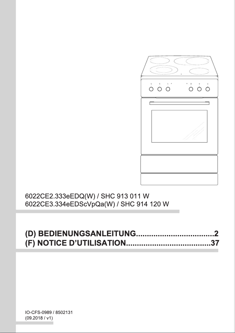 Page n°1 - Manuel utilisateur Amica SHC 914 120 W