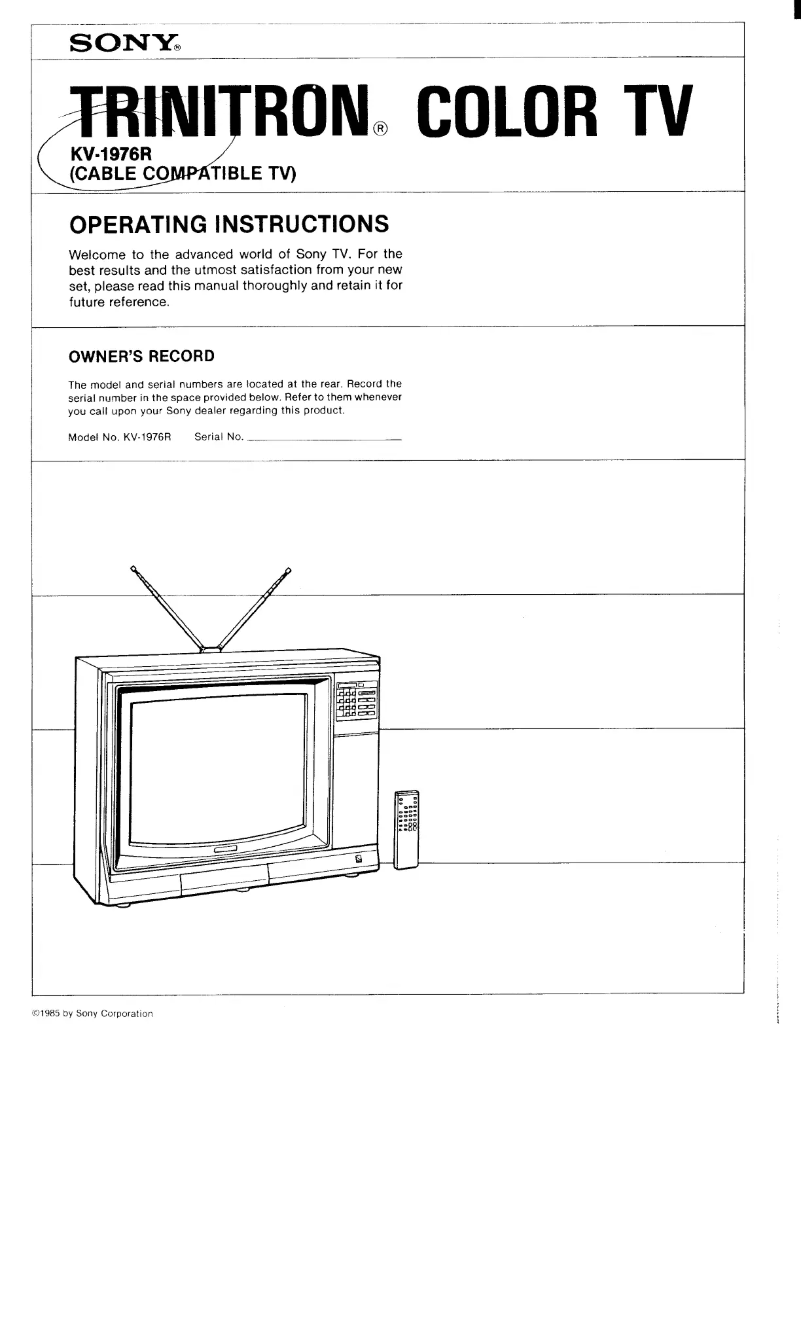 Page 1 de la notice Manuel utilisateur Sony KV-1976R