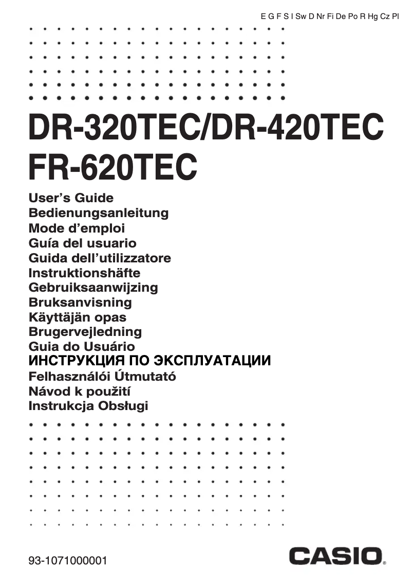 Image de la première page du manuel de l'appareil FR-620TEC