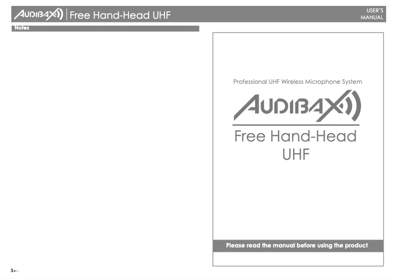 Page 1 de la notice Manuel utilisateur Audibax Free Head UHF