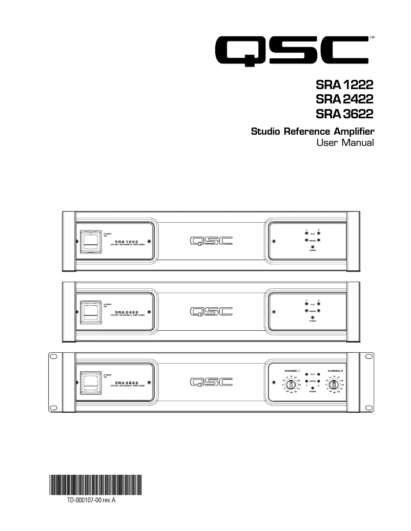 Page n°1 - Manuel utilisateur QSC SRA3622