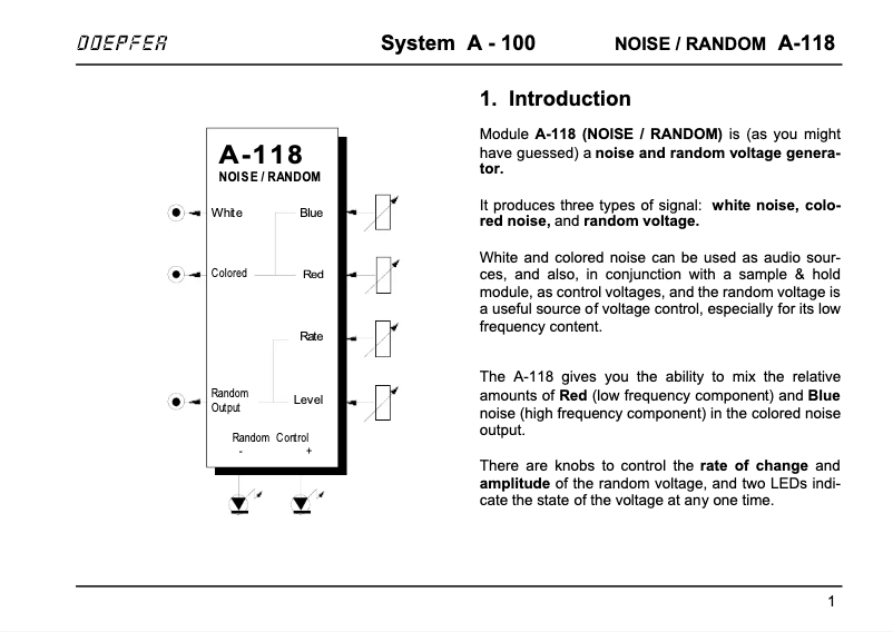 Page 1 de la notice Manuel utilisateur Doepfer A-118
