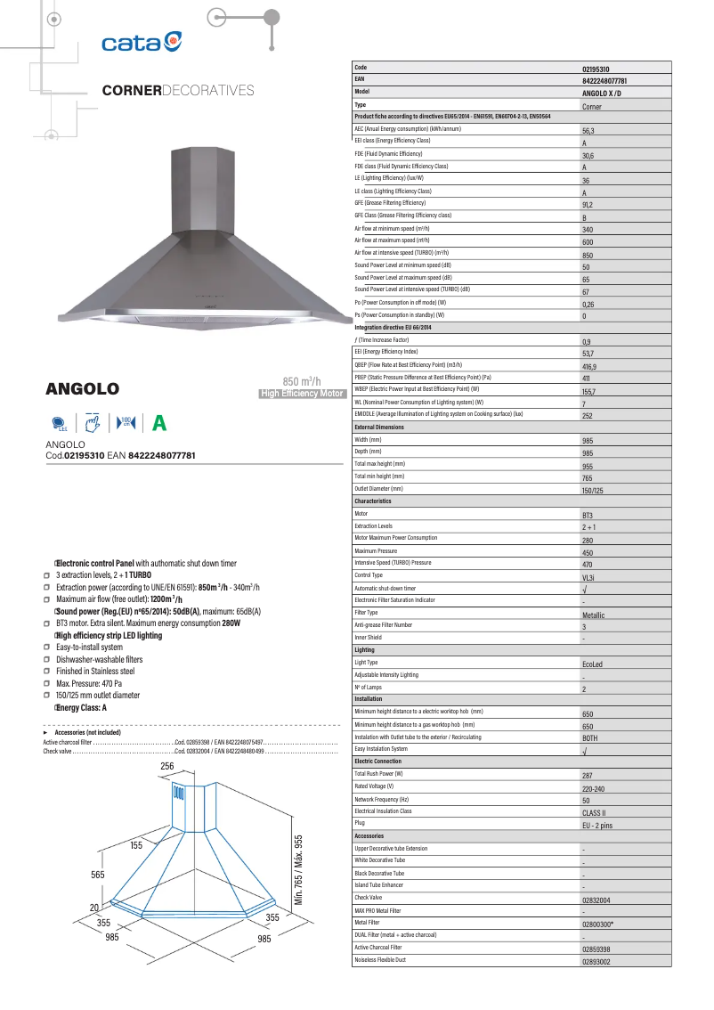 Image de la première page du manuel de l'appareil Angolo