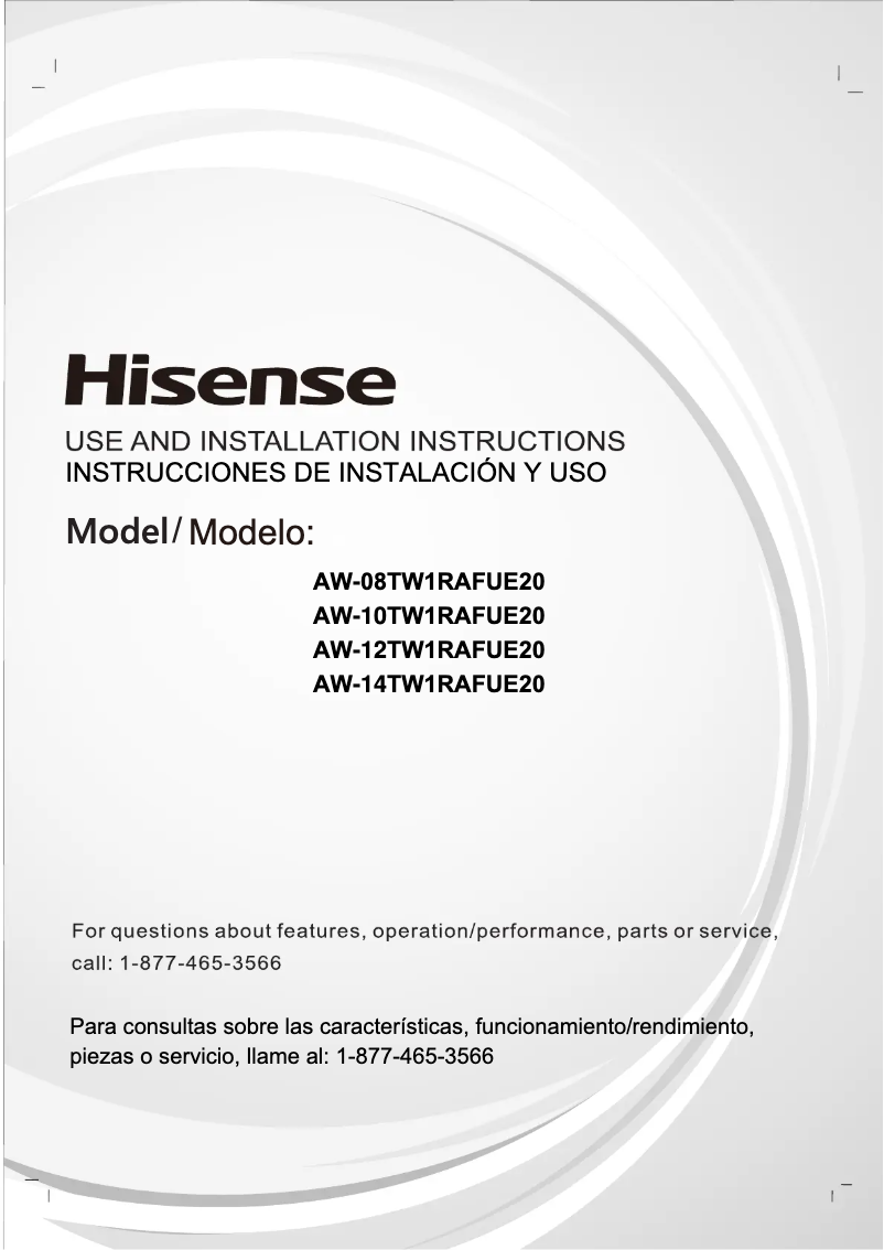 Page n°1 - Manuel utilisateur Hisense AW0822TW1W