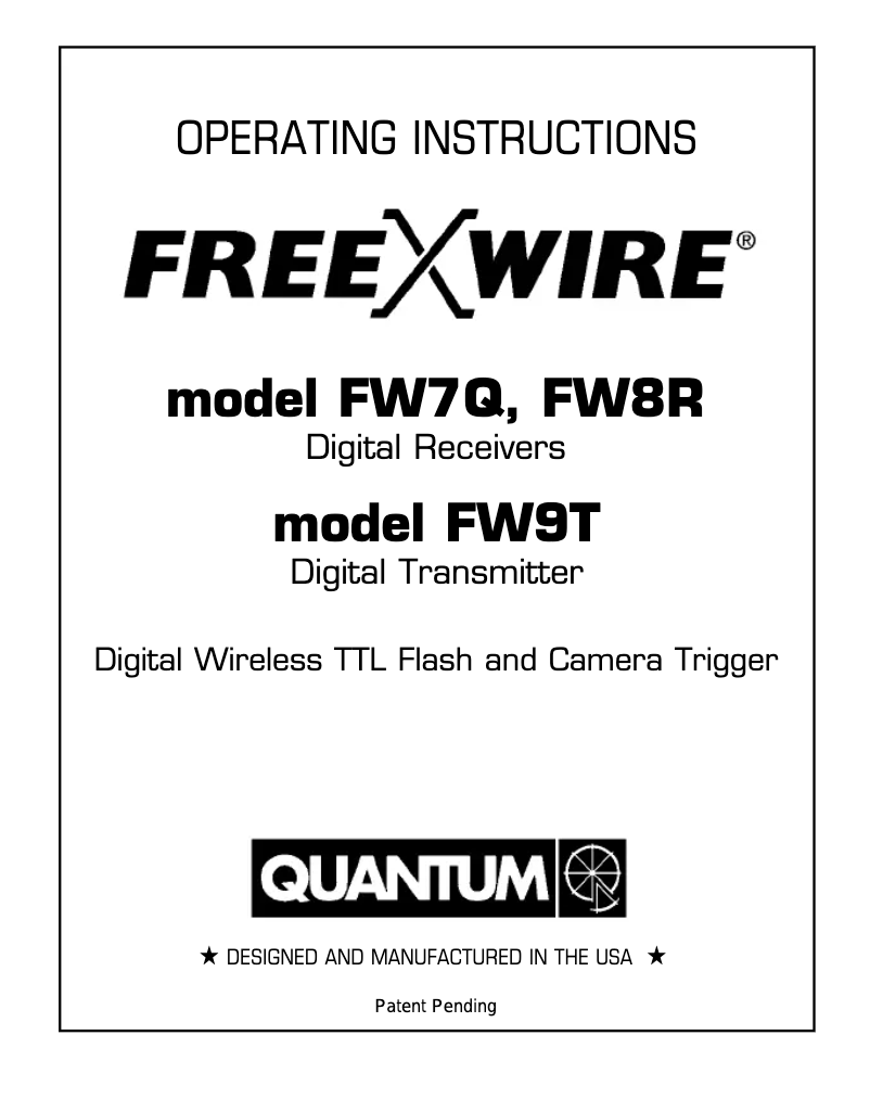 Page n°1 - Manuel utilisateur Quantum FreeXwire FW9T
