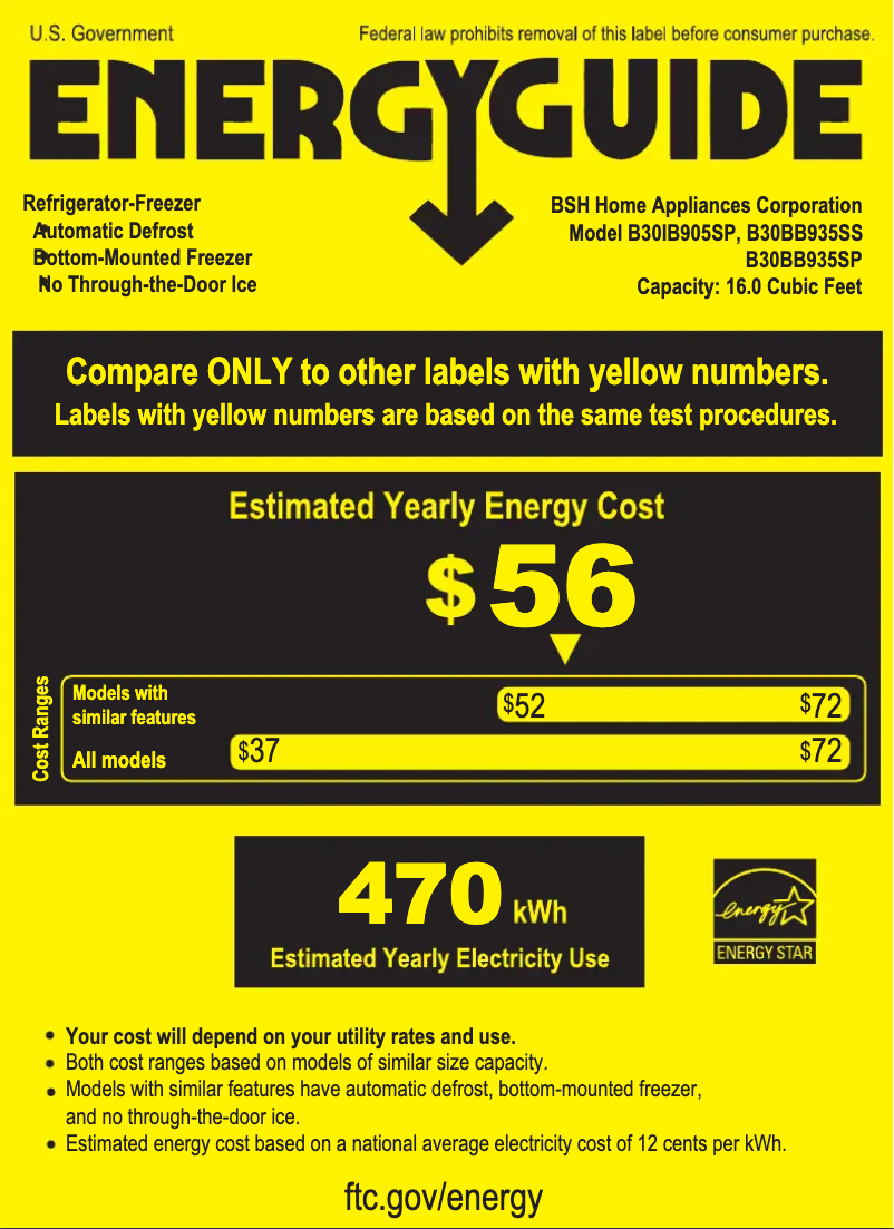 Page 1 of the manual Energy Label Bosch B30BB935SS